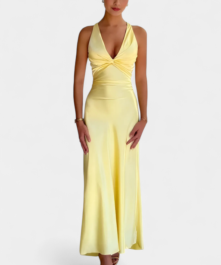 Lea Elegant Twisted Waist V-neck mekko