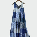 Corinne | Mekko sinisellä patchwork-kuviolla
