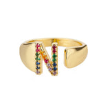 Anillo de Oro con Letra Personalizada (Ajustable)