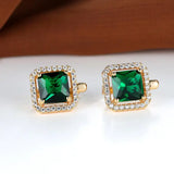 Pendientes Zirconia Verde Cuadrada