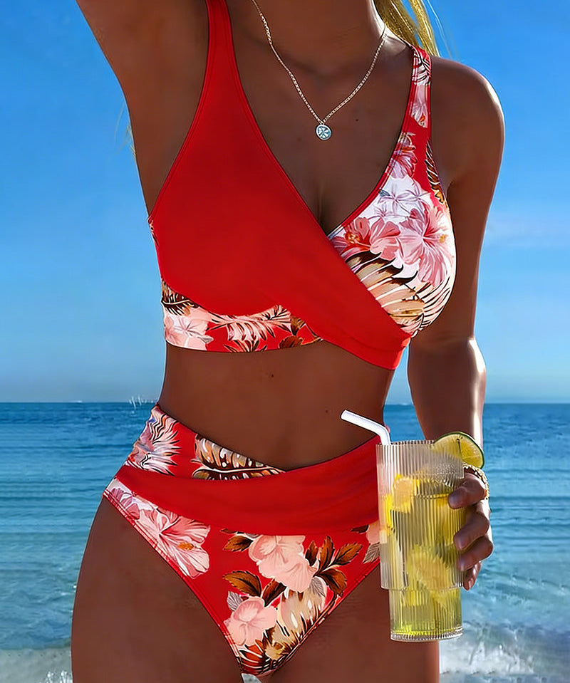 Marta™ | Kukkakuvioitu kontrastibikini Roos