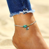 Pulsera de tobillo con estrellas y conchas con piedras naturales
