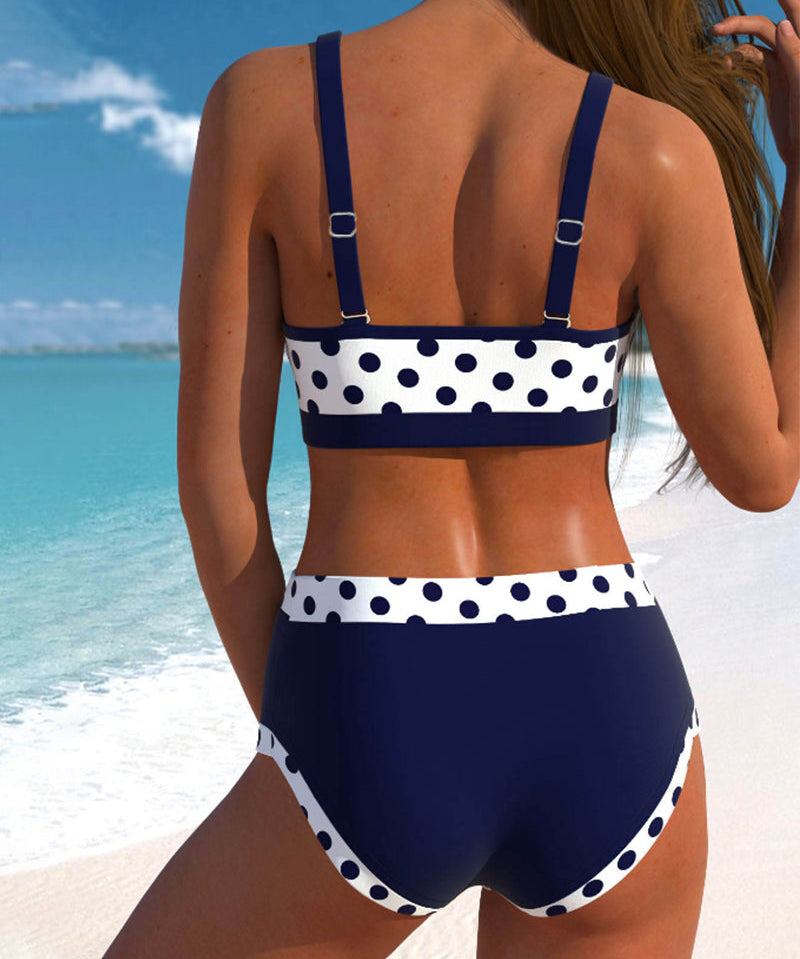 Natalia™ | Korkeavyötäröinen bikini raidoilla ja patchwork-kuosilla