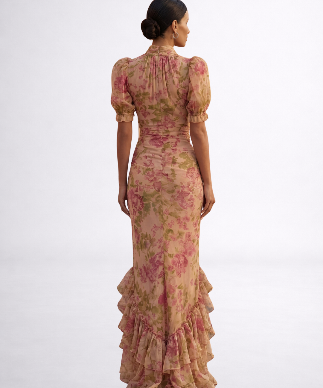 Rosario - Vestido Longo Floral em Chiffon