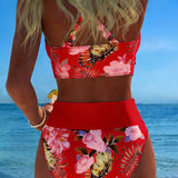 Marta™ | Kukkakuvioitu kontrastibikini Roos