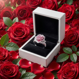 Anillo Exótico de Plata con Flor Rosa