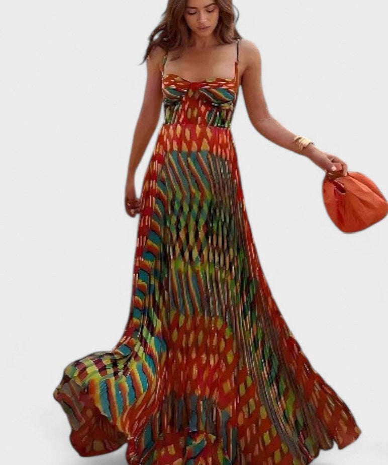 Aria - Vestido Maxi Estampado Abstrato