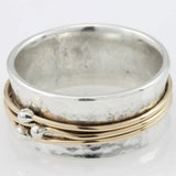 Anillo vintage dorado con capas plateadas