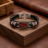 Pulsera de Cuero con Guitarra