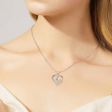 Collar en plata de ley con pata y corazón con circonita