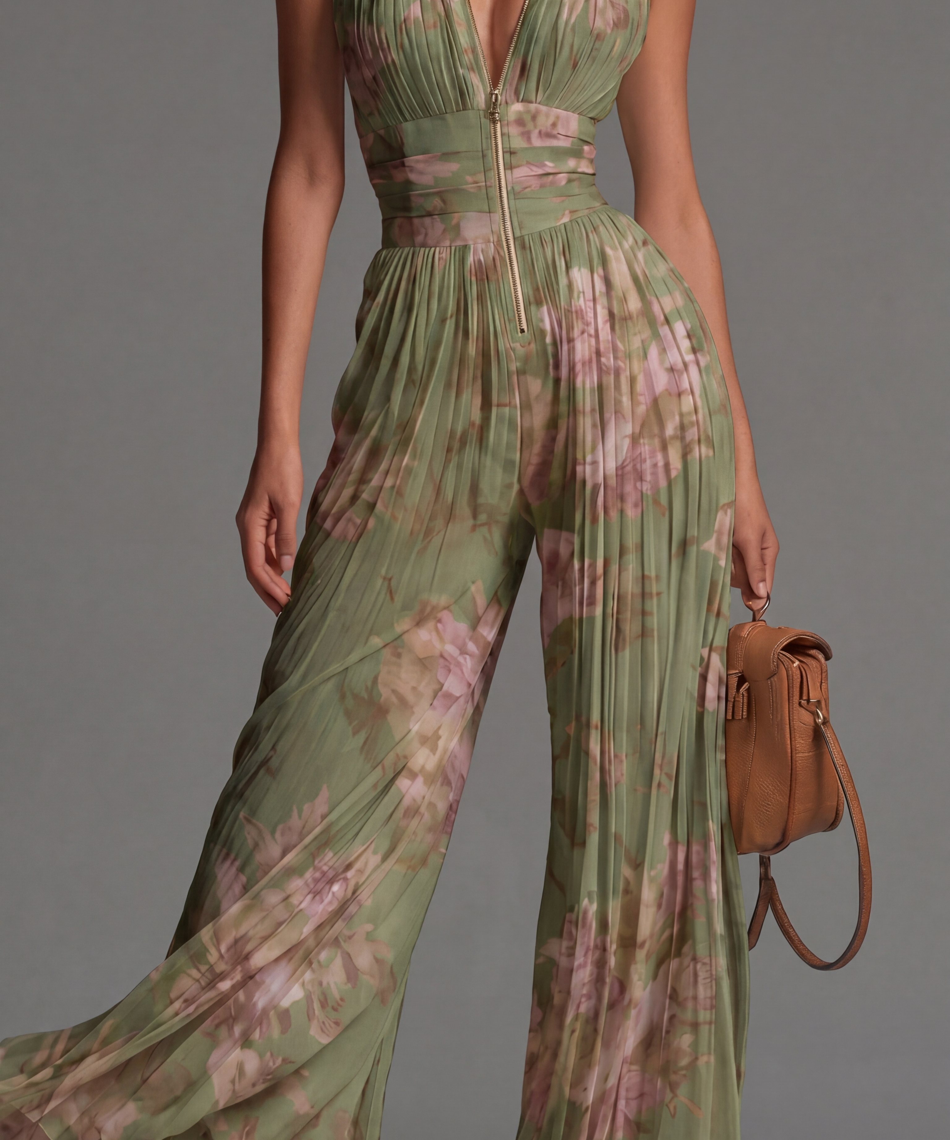 Zineb – Laskostettu kukkajumpsuit