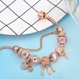 Pulsera Catcher of Dreams Rosa con colgantes en plata