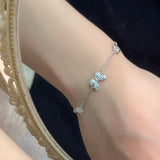 Pulsera de Plata Mariposa Azul que Brilla en la Oscuridad