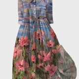 Pitkä impressionistikuviollinen mekko