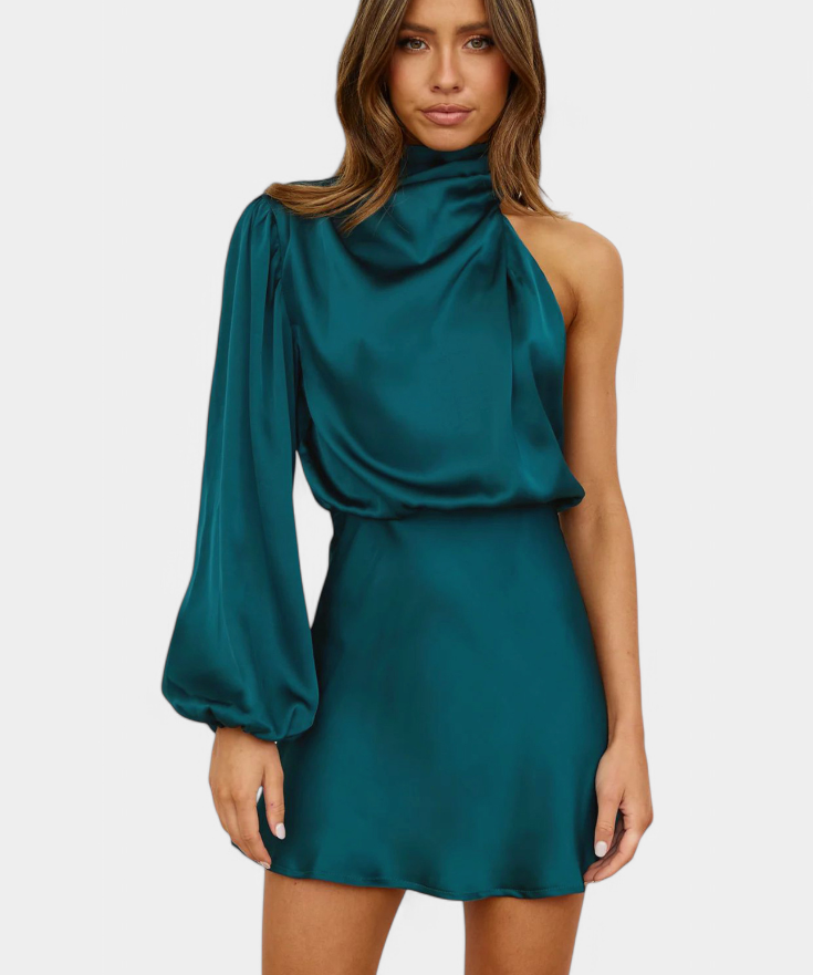 Jelena One-Shoulder-drapeerausminimekko