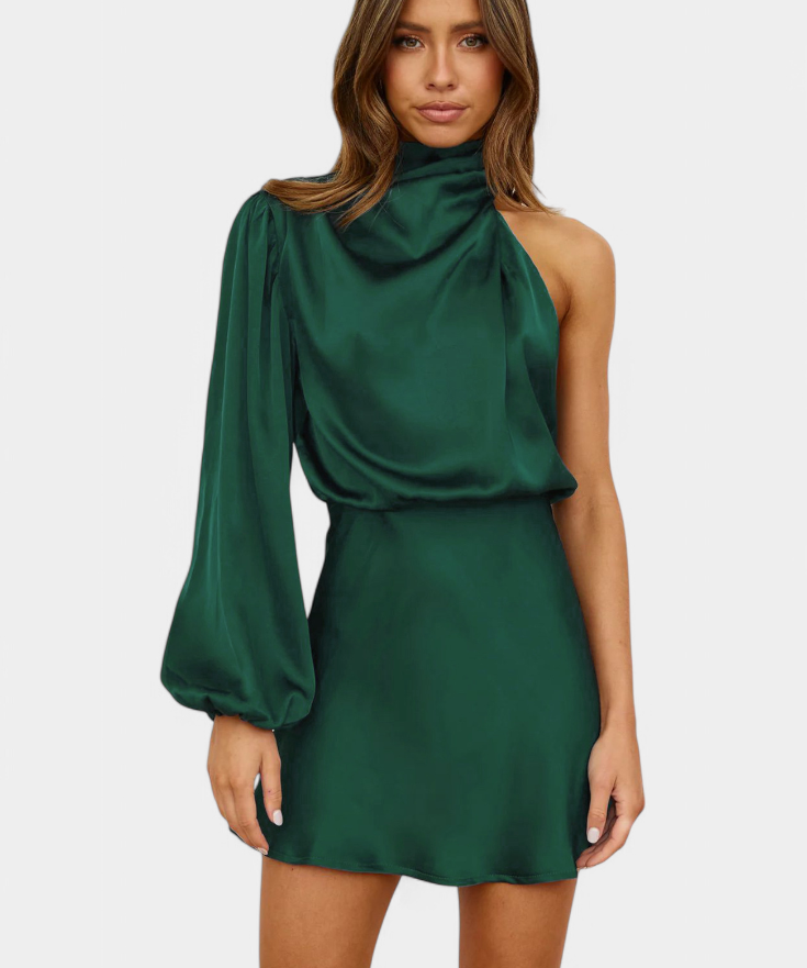 Jelena One-Shoulder-drapeerausminimekko