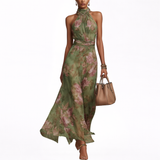 Olivia - Vestido Elegante com decote e padrão floral