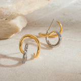 Pendientes Entrelazados Bicolor en Oro