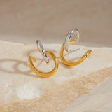 Pendientes Entrelazados Bicolor en Oro