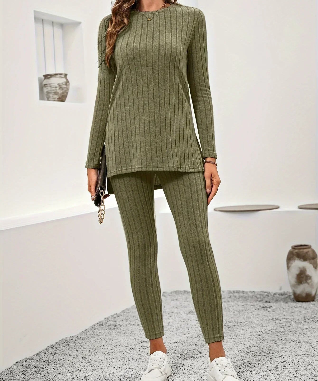 Callie | Ribbed-neulottu lounge-setti