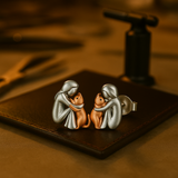 Pendientes Gato Hug Bicolor Plata Y Oro