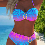 Sofía™ | Yksiosainen uimapuku liukuvärjätyllä leopardikuviolla ja halter-pääntiellä