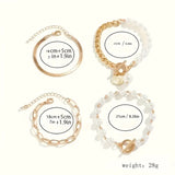Conjunto 4 Pulseras – Serpiente, Perlas & Eslabones | Oro