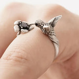 Anillo Colibrí y Flor (Ajustable)