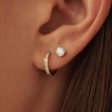 Conjunto de Pendientes Piedras Celeste | Oro