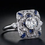 Anillo vintage en plata con circonita azul