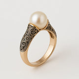 Anillo Dorado de Perla Vintage