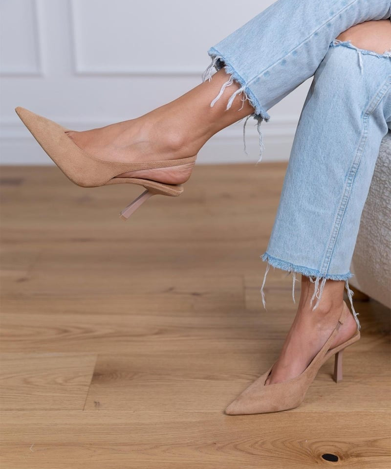 Marlena – Nude-väriset slingback-avokkaat ohuella korolla