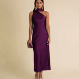 Vestido Acetinado Ameixa | A Convidada Perfeita